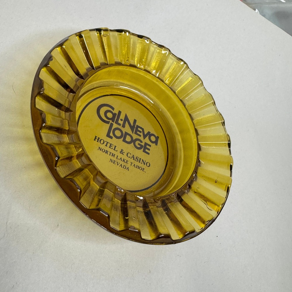 Vintage Cal Neva Lodge Hotel Casino Amber Glass Ashtray North Lake Tahoe Nevada - Picture 2 of 4